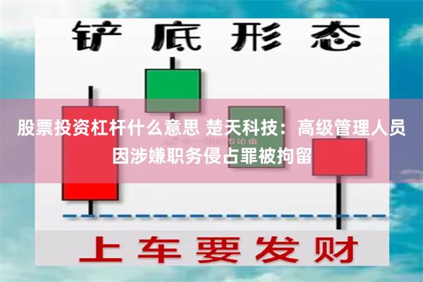 股票投资杠杆什么意思 楚天科技：高级管理人员因涉嫌职务侵占罪被拘留