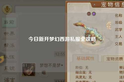 今日新開夢(mèng)幻西游私服全攻略